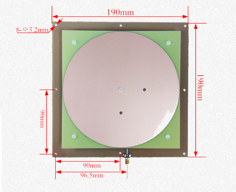 CNIST-RFID讀寫(xiě)器配件天線(xiàn)板狀 CN190D圓盤(pán)天線(xiàn)8dBi圓極化(圖2)
